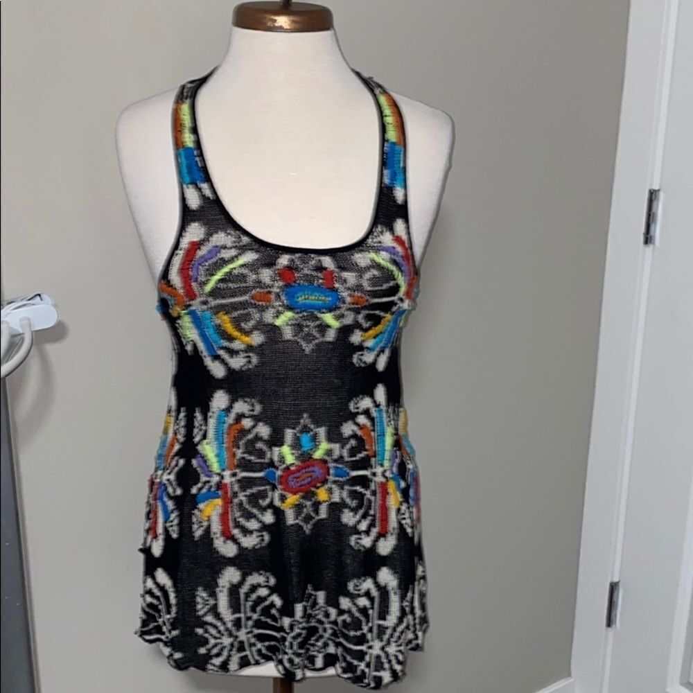 Free‎ people Boho chic size S EUC boho crochet embroidered tank top EUC